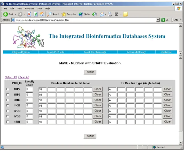Figure 8. The MuSE Mutation Prediction Page 