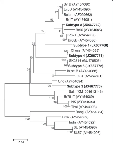 Figure 2 Annual distribution of PvMSP-3study period.β subtypes during the The 95 PvMSP-3β sequences from Korean isolateswere analysed by year of collection.