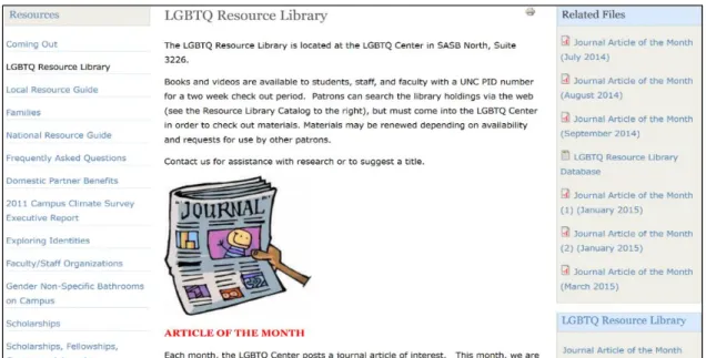 Figure 1: Screenshot of the LGBTQ Resource Library webpage. 