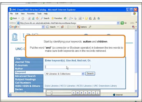 Figure 6: A page from the Keyword Search tutorial.  