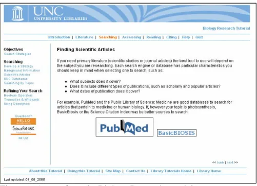 Figure 1: A page from the Biology Research tutorial 