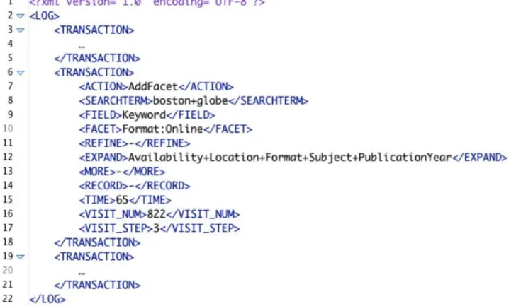Figure 2.Tabular and XML data of logs 