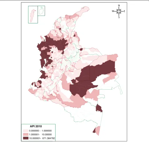 Figure 2 Annual parasite index by territorial entity.