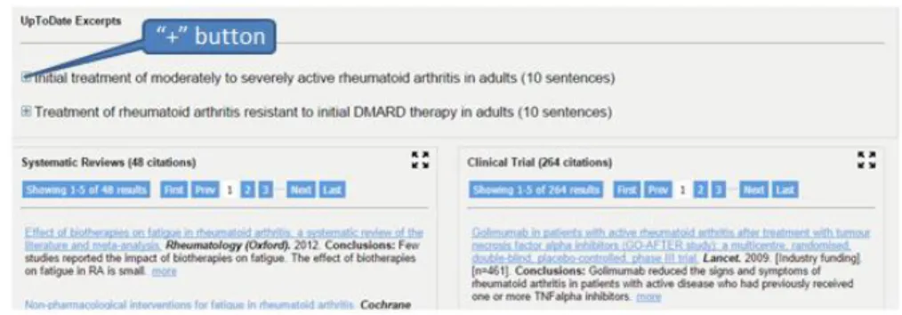 Figure 5: Revised interface after one prior UI evaluation phase  3.  Infobuttons linked to UpToDate are highly defined