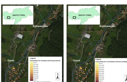 Figure 7. An example of the application of the IBM for two different objectives: for evacuation planning (RVIreduction strategies and reinforcement (RVIEP) and for vulnerabilityVR).