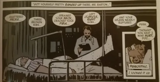 Figure 5: Hawkeye brushing off his injuries (p. 3) 