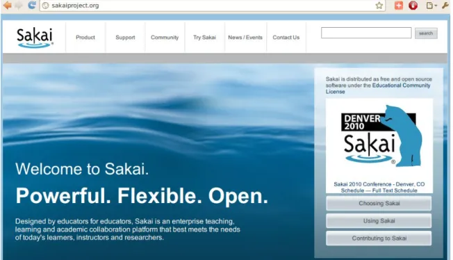 Illustration 3: Sakai website screen capture