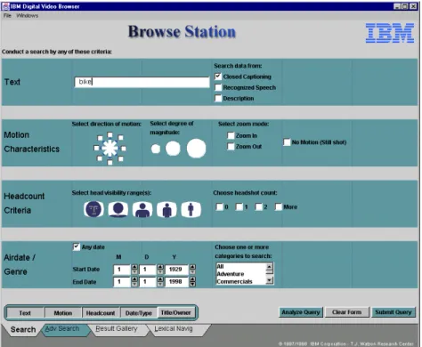 Figure 3.  IBM’s Video Browser. 