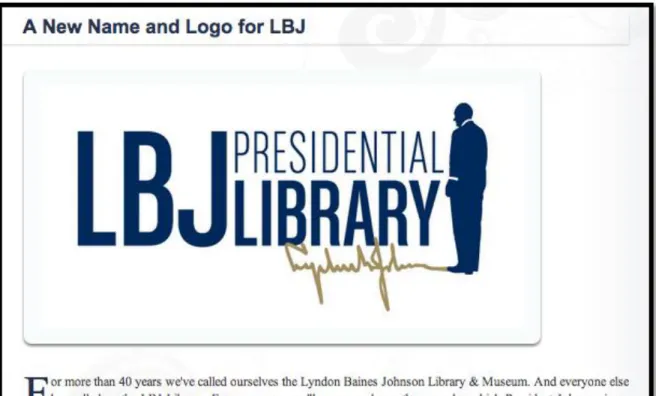 Figure 1: LBJ Library:  Explanation of the change in website address