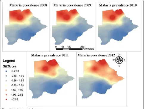 Figure 2 Malaria hotspots in Botswana.
