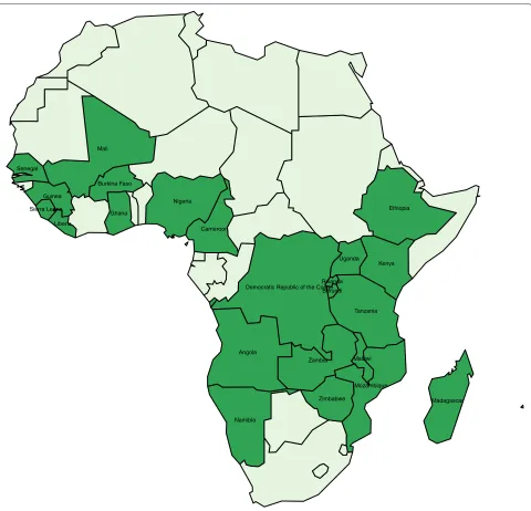 Figure 1 Map of the 23 countries included in the current study.
