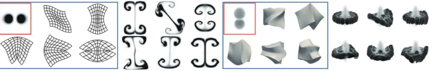 Fig. 12 A set of animations generated by deforming the grid using eigenfunctions of Eq