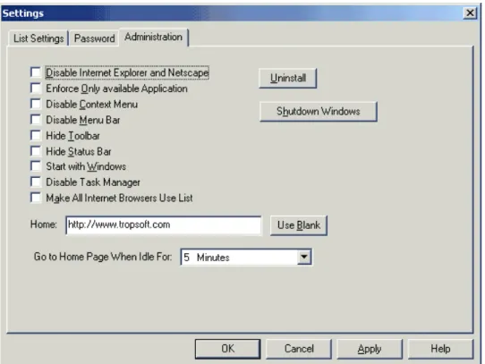 Figure 4.6: Secure Browser Administration Setting 