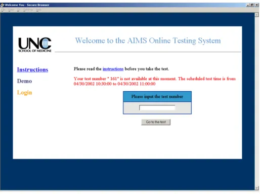 Figure 4.15 shows student can only access an online test within a legitimated time  range