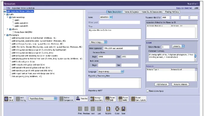 FIGURE 2: Archivists’ Toolkit client interface: fully ingested Algia Mae Hinton Collection 