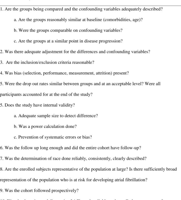 Table A. Quality Assessment Checklist**  