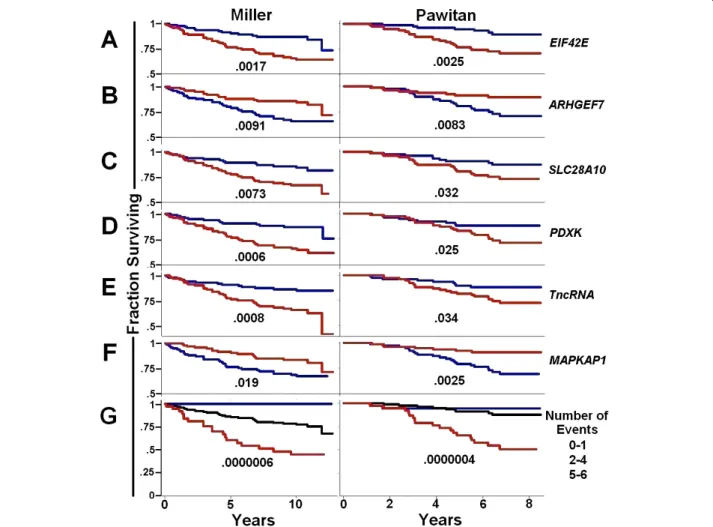 Figure 6 A six isoform signature provides improved prediction of breast cancer survival compared to individual isoforms