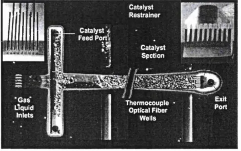 Figure 2.5; Gas-liquid micro-packed bed with catalyst restrainer (Losey, et al, 2001)