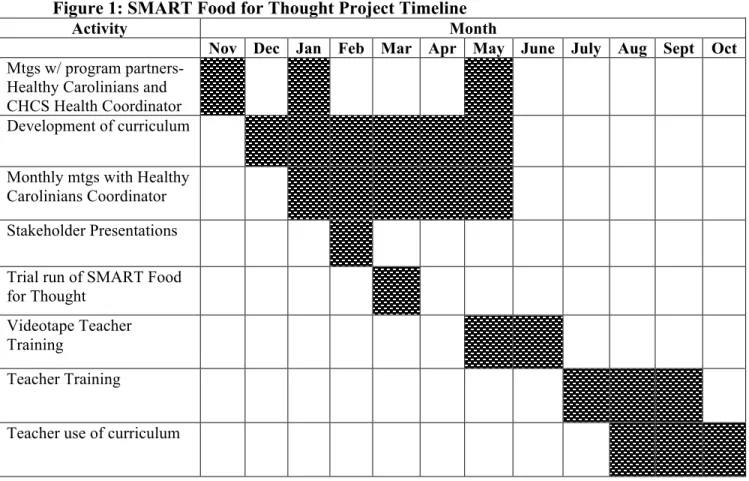 Figure 1: SMART Food for Thought Project Timeline 