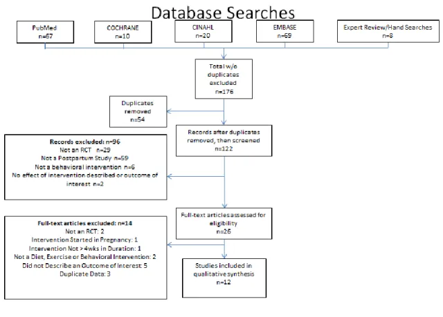 Figure  2. Flow  Diagram  explaining  the  justification  for  exclusion  from  the  review  and the  relevant  numbers  of excluded  articles