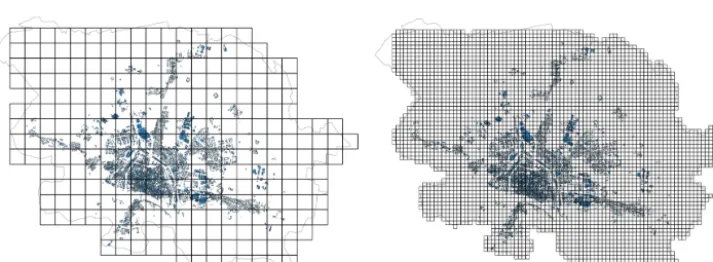 Figure 9. Residential building ﬂoor areas per height class, from the vector- and population-based exposure models, as well as the observeddata, for three grid cells with different predominant building typologies.