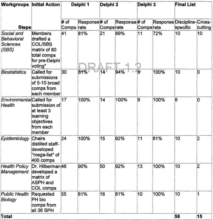 Table  2:  Workgroup-Specific Delphi Processes 