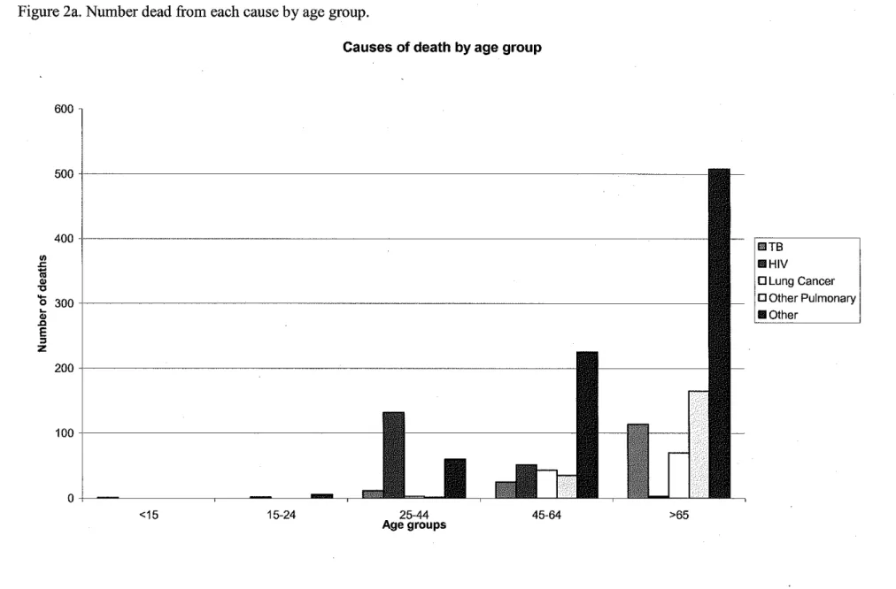 Figure 2a. Number dead from each cause by age group. 