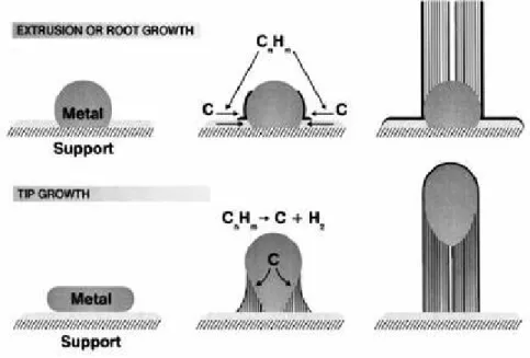 Figure 2-1: Visualisation of a possible carbon nanotube  growth mechanism. 
