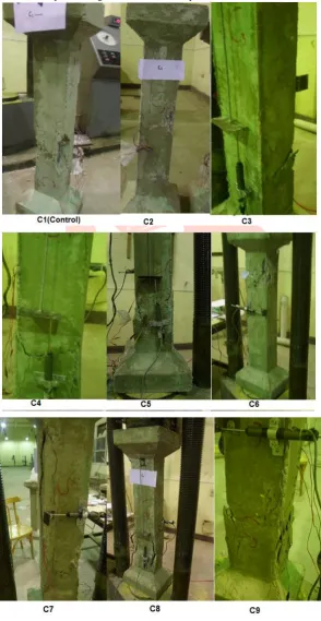Fig. 6: Failure patterns of the tested columns. 