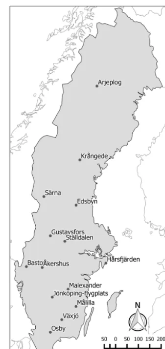 Figure 1. Map showing the locations of the observation stations.
