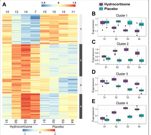 Fig. 3 Modulation of gene expression induced by hydrocortisone administration after burn shock