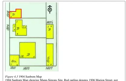 Figure 4.4 1910 and 1919 Sanborn Maps Images show the Mann-Simons Site in 1910 and 1919