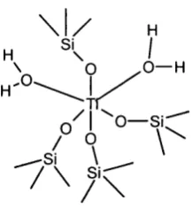 Figure 3.11 Example of a bis-aquo Ti site where two molecules of water are 