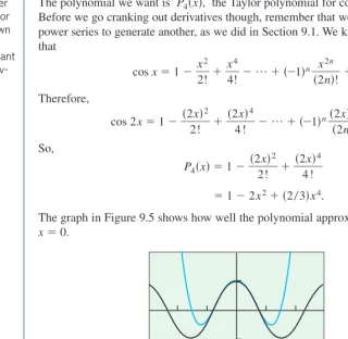 Figure 9.5 The graphs of y � 1 � 2x2 � �2�3�x4 and y � cos 2x