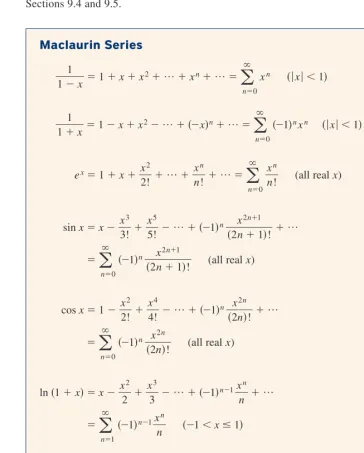 Table of Maclaurin Series