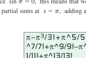 Figure 9.7 The graph shows that�P13�x� � sin x� � 0.00010 throughout the interval ��p, p�