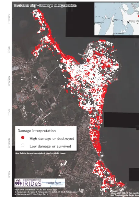Figure 3. The results of the visual damage assessment using pre-and post-event satellite images and two classiﬁcation criteria