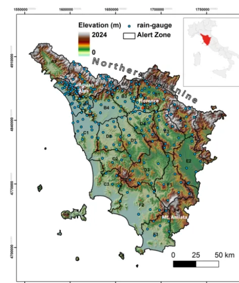 Figure 1. Study area (Tuscany, central Italy).