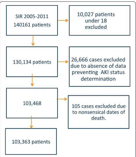 Fig. 1 Flow chart of SIR cohort and excluded cases. AKI Acutekidney injury, SIR Swedish Intensive care register