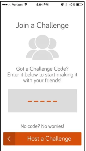 Figure 3.1. Screenshot of the MakeMe app home screen where participants can join the challenge by entering a five digit code  