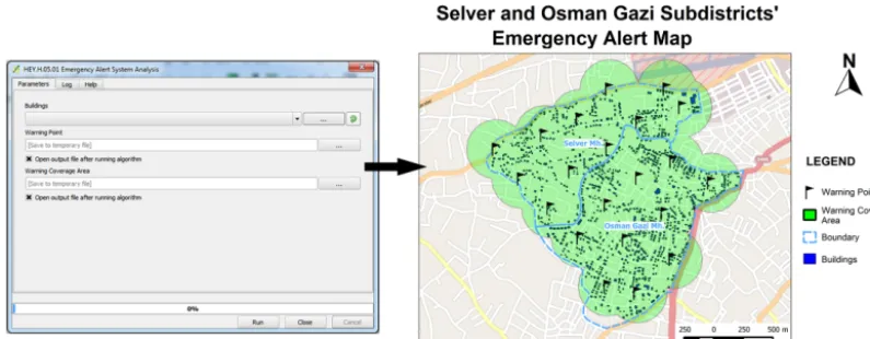 Figure 9. User interface and data sets produced for disaster warning system in Meram, Konya, Turkey.