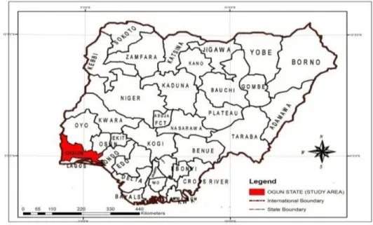 Figure 1: Map of Nigeria showing the study Area 