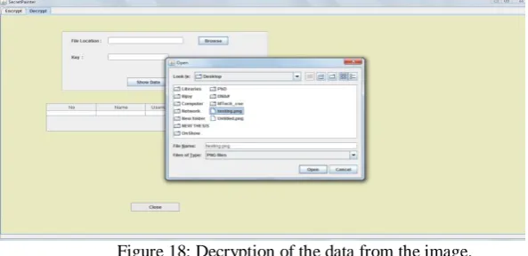 Figure 18: Decryption of the data from the image. 