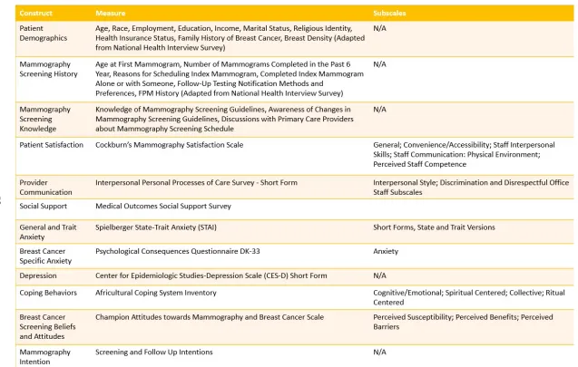 Figure 3.5 Patient Survey Measures 