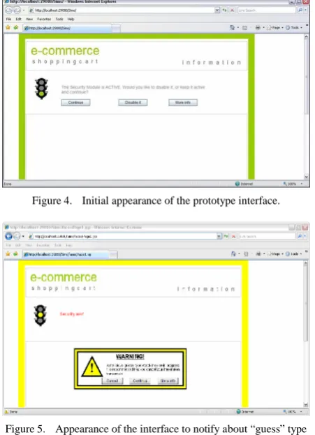 Figure 5.Appearance of the interface to notify about “guess” type threat.  
