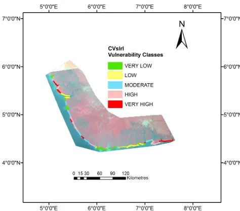 Figure 6. Niger Delta coast vulnerability levels.