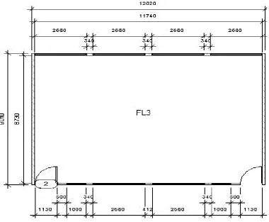 Figure 4:  Site measurements for FL3 classroom with dimension of 11.04 x 9.01 