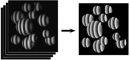 Figure 1.Sphere objects: original gray tone images (left) and thecomputed phase image (right)