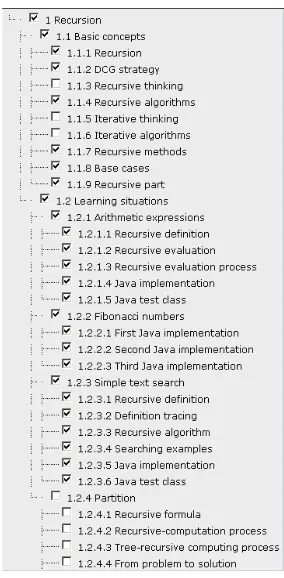 Figure 10. Tool for Tom to define appropriate learning contents for the  students possessing the loop model 