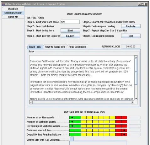 Figure 2:  The sample output displaying the starting point of an online reading session